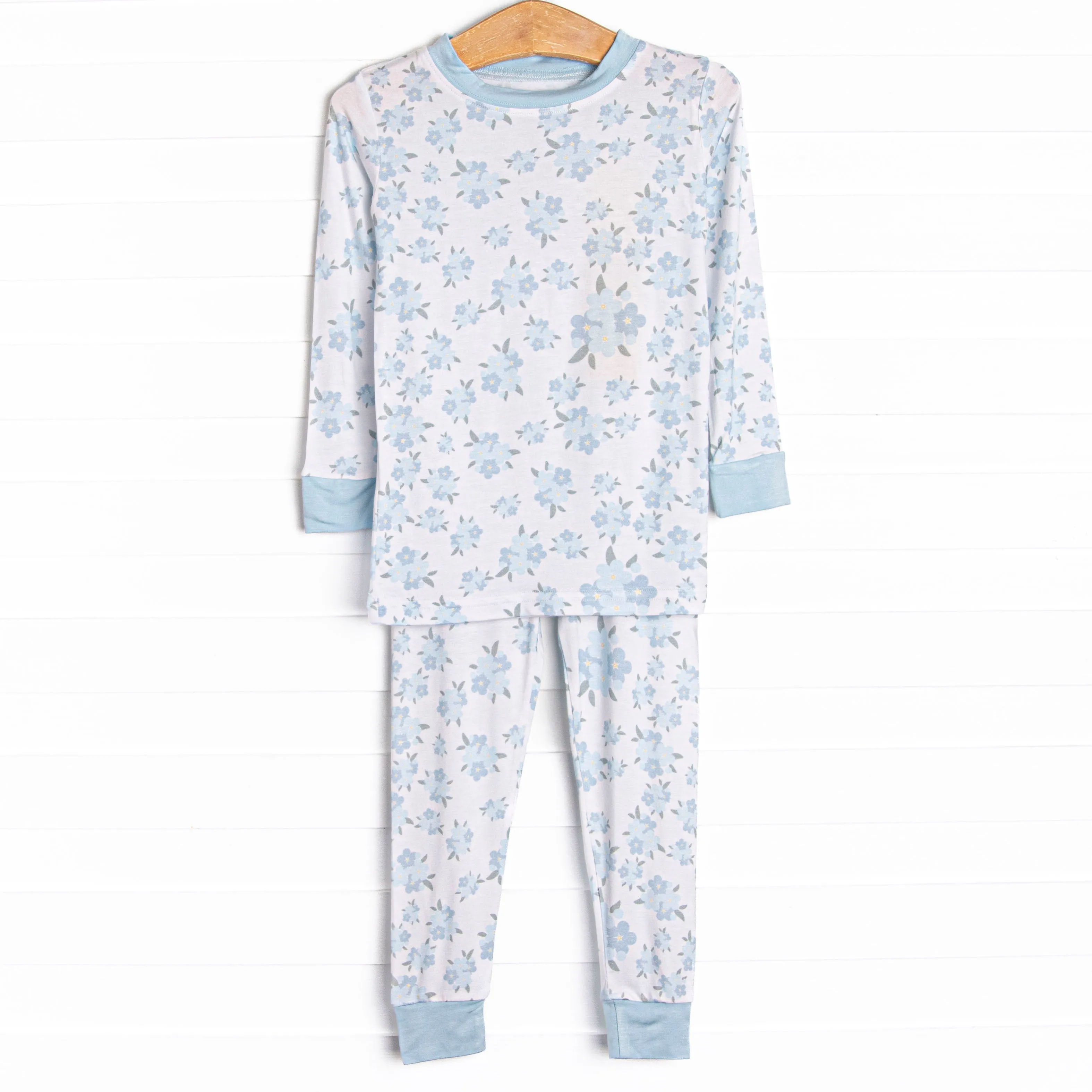You Had Me at Hydrangea Bamboo Pajama Set, Blue