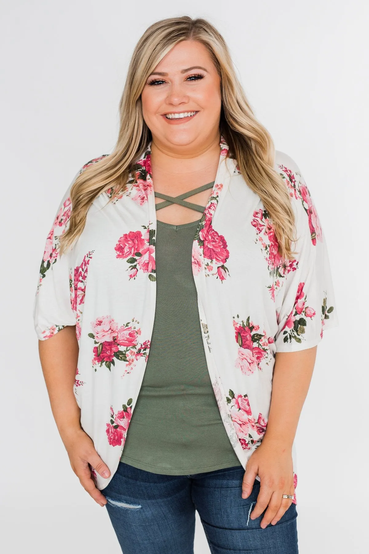 You Make Me Speechless Floral Kimono- Ivory