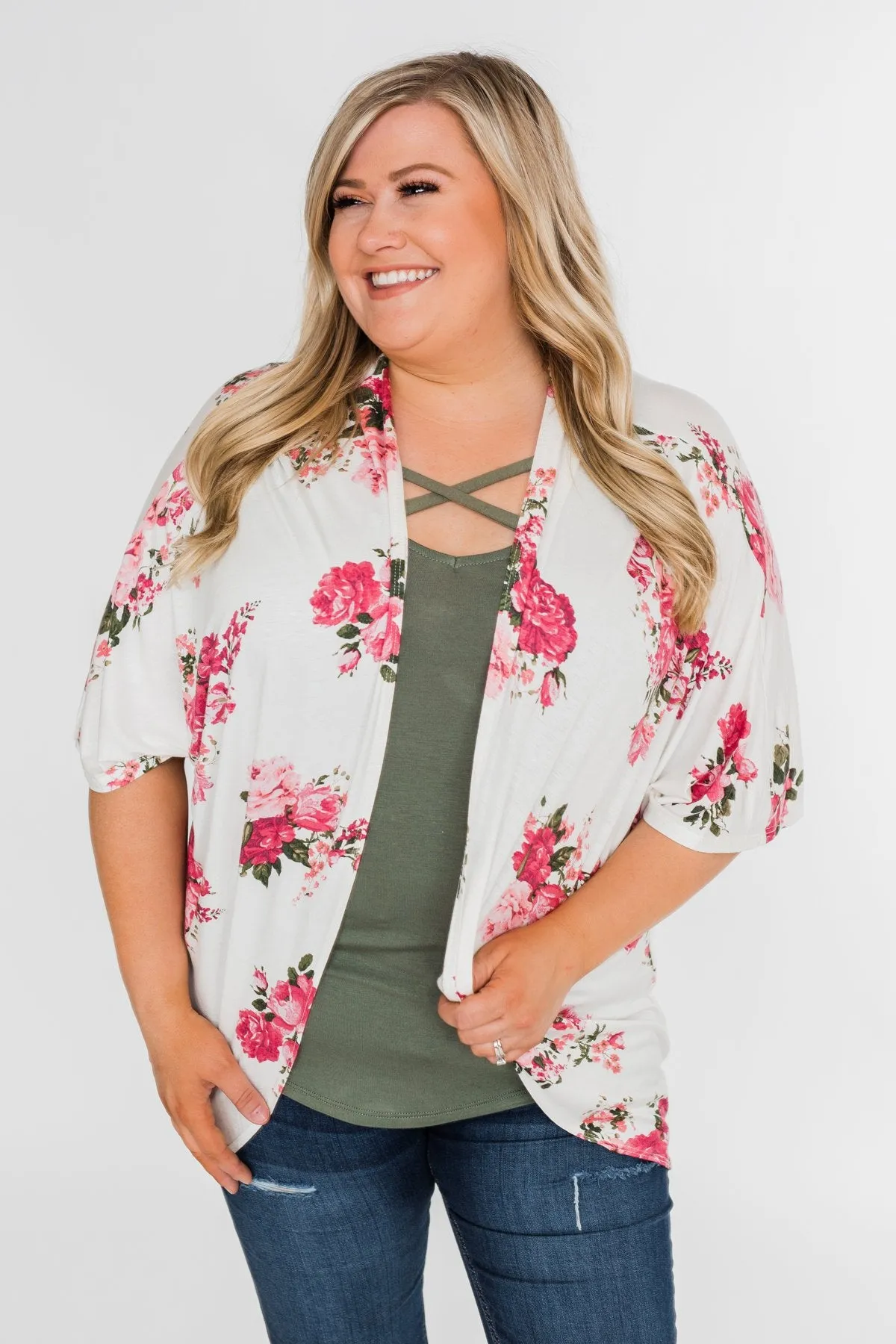 You Make Me Speechless Floral Kimono- Ivory