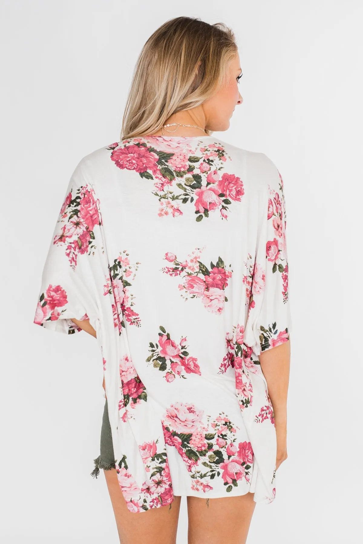 You Make Me Speechless Floral Kimono- Ivory