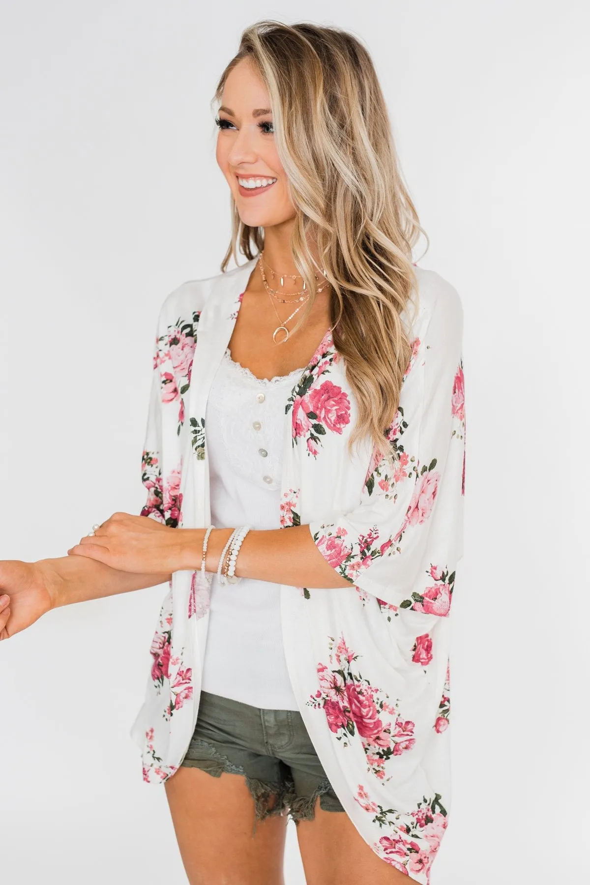 You Make Me Speechless Floral Kimono- Ivory