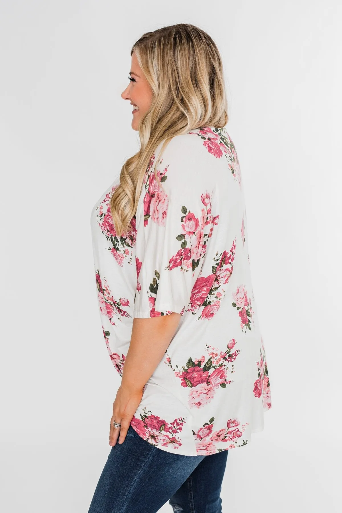 You Make Me Speechless Floral Kimono- Ivory