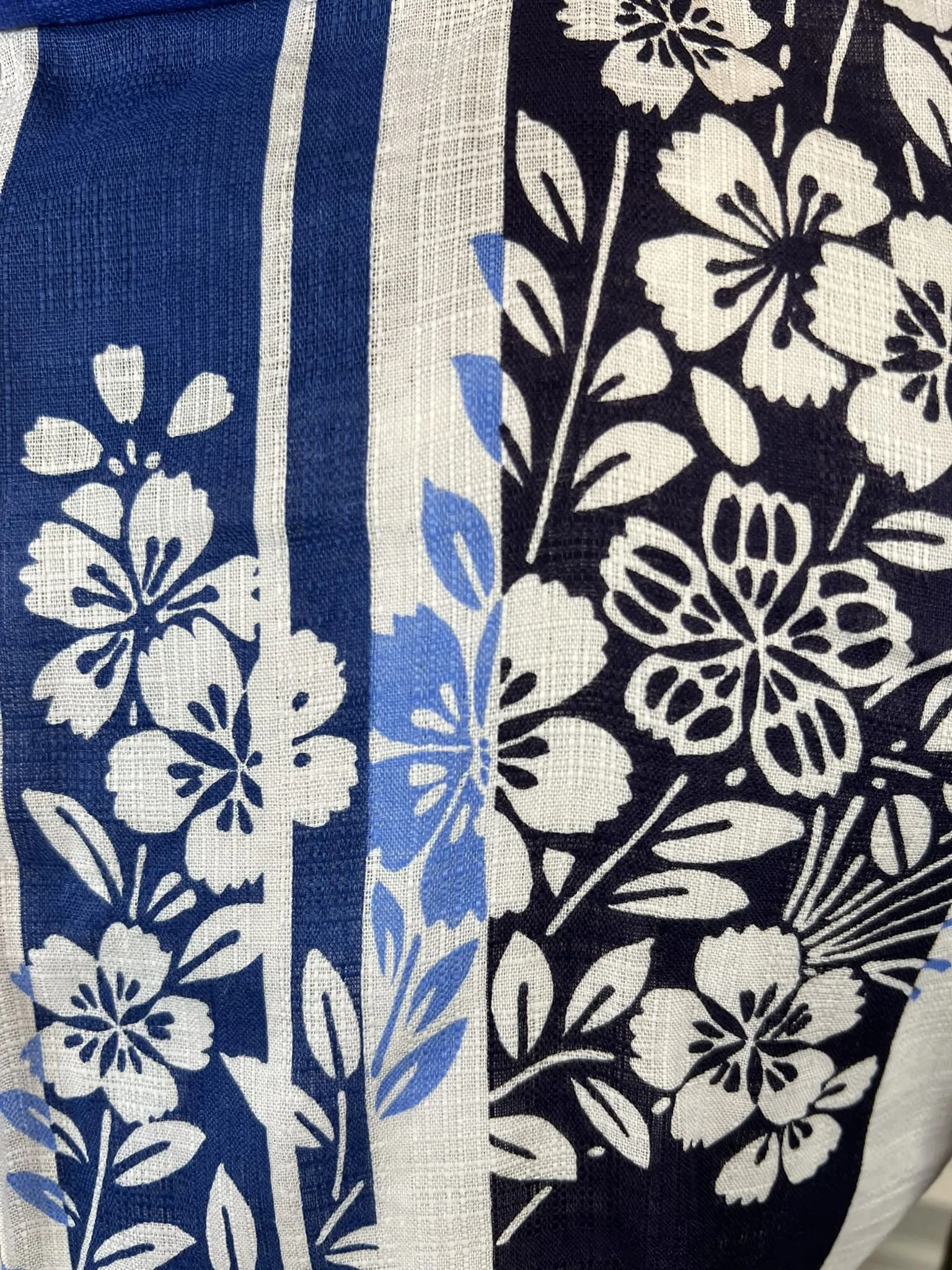 YUKATA and OBI 2 pc set, Size M, Cotton & Linen Yukata and Long Obi Set / Japanese Traditional Women's Yukata and Han-haba Obi