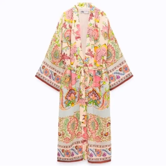 Zara Limited Edition Floral Kimono Robe Women’s Size Medium